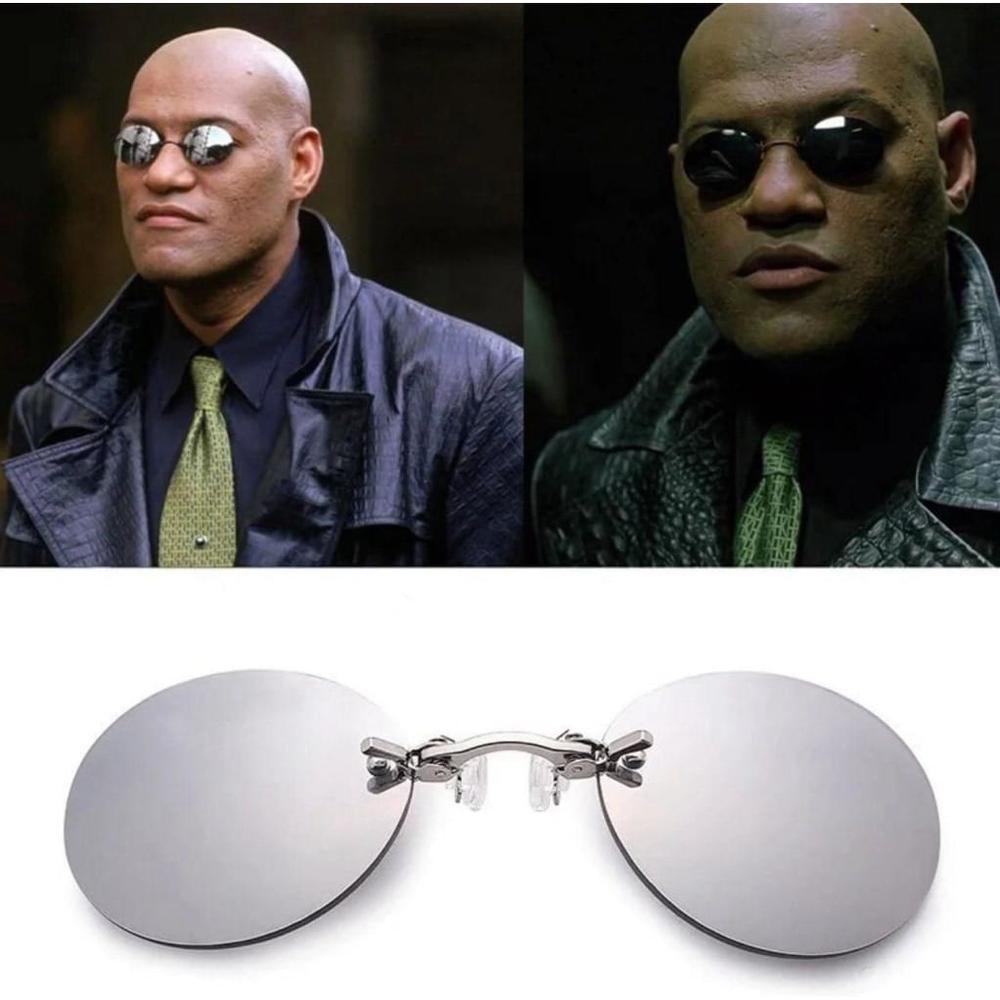 Clip On Nose Glasses Round Rimless Matrix Morpheus Sunglasses Mini Frameless